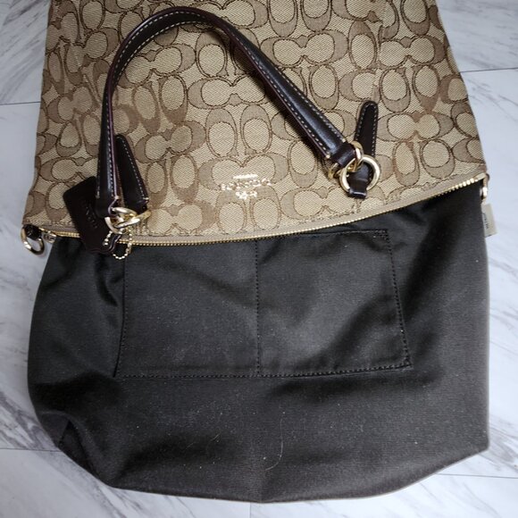 Coach Kelsey Jacquard Khaki Crossbody Bag Purse - Picture 16 of 16